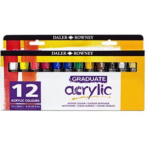 Daler Rowney Graduate 22 ml Acrylic Paint Set, 12 Assorted Colours, High Lightfastness, Water-Based, Solvent-Free, Ideal for Student Artists Daler Rowney Graduate 22 ml Acrylic Paint Set, 12 Assorted Colours, High Lightfastness, Water-Based, Solvent-Free, Ideal for Student Artists