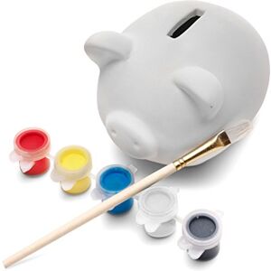 eBuyGB Paint Your Own Pottery Piggy Bank/Money Box, Ceramic, White (Pack of 5) eBuyGB Paint Your Own Pottery Piggy Bank/Money Box, Ceramic, White (Pack of 5)