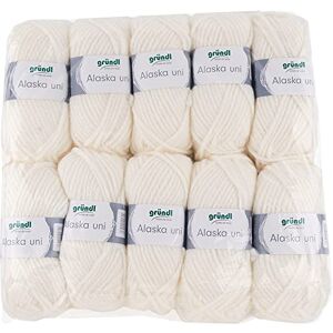 Gründl Alaska Plain Knitting and Crochet Yarn with Wool-like Character 80% Polyacrylic and 20% Wool, 100 g/75 m, Needle Size: 10 mm 12 mm, 10 x 100 g, Ecru Gründl Alaska Plain Knitting and Crochet Yarn with Wool-like Character 80% Polyacrylic and 20% Wool, 100 g/75 m, Needle Size: 10 mm 12 mm, 10 x 100 g, Ecru