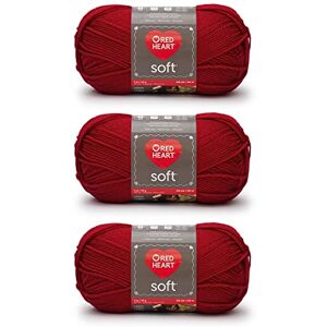 Red Heart Soft Really Red Yarn 3 Pack of 141g/5oz Acrylic 4 Medium (Worsted) 256 Yards Knitting/Crochet Red Heart Soft Really Red Yarn 3 Pack of 141g/5oz Acrylic 4 Medium (Worsted) 256 Yards Knitting/Crochet
