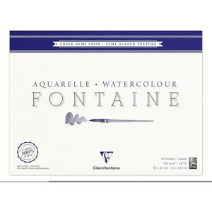 Clairefontaine Ref 96407C Fontaine Semi Hot Pressed Watercolour Glued Pad (25 Sheets) 30 x 40cm Size, 300gsm Paper Suitable for Watercolour Artwork Clairefontaine Ref 96407C Fontaine Semi Hot Pressed Watercolour Glued Pad (25 Sheets) 30 x 40cm Size, 300gsm Paper Suitable for Watercolour Artwork