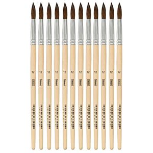 Idena 90092 Hair Brush, Size 12, with Unpainted Wooden Handle, Set of 12, Painting Brushes for School Children Hobby Artists Idena 90092 Hair Brush, Size 12, with Unpainted Wooden Handle, Set of 12, Painting Brushes for School Children Hobby Artists