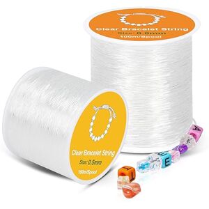 Alyvisun Clear Bracelet String, 2 Rolls 0.5mm, 0.8mm Elastic String for Bracelets, Suitable for DIY Jewellery Making, Necklace,Bracelet, Craft (100m/Spool) Alyvisun Clear Bracelet String, 2 Rolls 0.5mm, 0.8mm Elastic String for Bracelets, Suitable for DIY Jewellery Making, Necklace,Bracelet, Craft (100m/Spool)