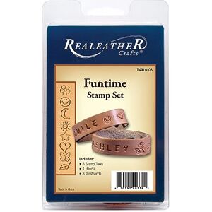 Realeather Crafts Leathercraft Kit Funtime Stamp Set, Leather, 7 x 4 x 1 Realeather Crafts Leathercraft Kit Funtime Stamp Set, Leather, 7 x 4 x 1