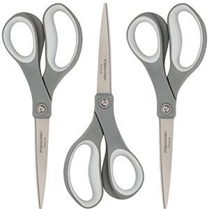Fiskars 8 Inch Titanium Softgrip Scissors, Grey 3 Pack Fiskars 8 Inch Titanium Softgrip Scissors, Grey 3 Pack