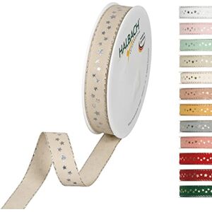Halbach Seidenbänder 295-015-71-18 Christmas Gift Ribbon Polyester Linen 15 mm x 18 m Halbach Seidenbänder 295-015-71-18 Christmas Gift Ribbon Polyester Linen 15 mm x 18 m