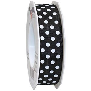 PRÄSENT Polka Dots Wired & Printed Ribbon Black-White 25 mm Width, 20 m Length PRÄSENT Polka Dots Wired & Printed Ribbon Black-White 25 mm Width, 20 m Length