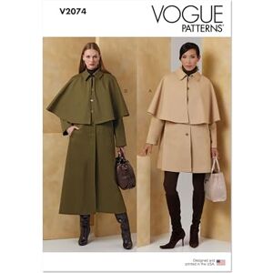 Vogue Patterns Vogue Sewing Pattern V2074A Misses' Cape Coat in Two Lengths A (S-M-L-XL-XXL) Vogue Patterns Vogue Sewing Pattern V2074A Misses' Cape Coat in Two Lengths A (S-M-L-XL-XXL)
