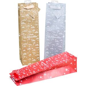 Heku Christmas Bottle Bags with Glitter, Pack of 25, Merry X-Mas Design in 3 Colours, Paper, Versatile Size for Wine and Spirits, 40 x 10 x 12 cm Heku Christmas Bottle Bags with Glitter, Pack of 25, Merry X-Mas Design in 3 Colours, Paper, Versatile Size for Wine and Spirits, 40 x 10 x 12 cm