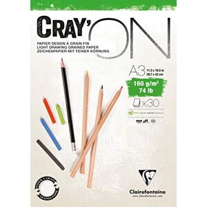 Clairefontaine Ref 975029C Cray'On White Glued Sketch Pad (50 Sheets) A2 (59.4 x 42cm) Size, 160gsm 100% Cellulose Paper, Grained One Size & Smooth Other Side Clairefontaine Ref 975029C Cray'On White Glued Sketch Pad (50 Sheets) A2 (59.4 x 42cm) Size, 160gsm 100% Cellulose Paper, Grained One Size & Smooth Other Side