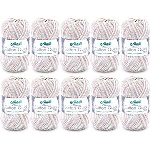 Gründl Cotton Quick Print Knitting/Crochet Yarn (Colourful Yarn Made of 100% Cotton, Oeko-TEX Certified, 50 g / 125 m, Needle Size: 3-4, 1 x 50 g), Sand-Rose-Multicolor Gründl Cotton Quick Print Knitting/Crochet Yarn (Colourful Yarn Made of 100% Cotton, Oeko-TEX Certified, 50 g / 125 m, Needle Size: 3-4, 1 x 50 g), Sand-Rose-Multicolor