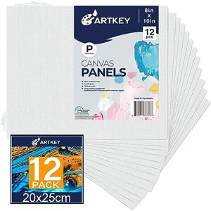 Artkey Canvas Panels 20x25cm 12-Pack, 300 GSM Triple Primed Acid-Free 100% Cotton Paint Canvas for Painting, Blank Flat Canvas Board for Acrylics Oil Watercolor Tempera Paint Artkey Canvas Panels 20x25cm 12-Pack, 300 GSM Triple Primed Acid-Free 100% Cotton Paint Canvas for Painting, Blank Flat Canvas Board for Acrylics Oil Watercolor Tempera Paint