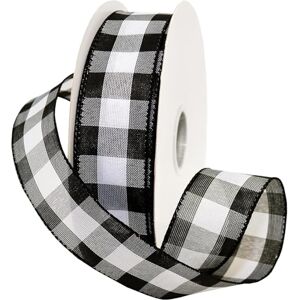 Morex Cambridge Wired Plaid Ribbon, 1.5" x 50 yd, Black Gingham Morex Cambridge Wired Plaid Ribbon, 1.5" x 50 yd, Black Gingham