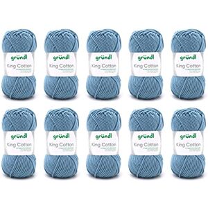 Gründl Wool King Cotton Thick Wool for Knitting Knitting Yarn Crochet Yarn Soft and Skin Friendly 55% Polyacrylic, 45% Cotton 10 Balls 50 g / 78 m Needle Size 6-7 Jeans Gründl Wool King Cotton Thick Wool for Knitting Knitting Yarn Crochet Yarn Soft and Skin Friendly 55% Polyacrylic, 45% Cotton 10 Balls 50 g / 78 m Needle Size 6-7 Jeans