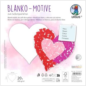 Ursus 1712 00 07F Blank Heart Motifs, Pack of 20 300 g/m² Photo Cardboard, 23 x 22.5 cm, DIY Craft Paper for Colouring, Gluing, Cutting and Designing Yourself Ursus 1712 00 07F Blank Heart Motifs, Pack of 20 300 g/m² Photo Cardboard, 23 x 22.5 cm, DIY Craft Paper for Colouring, Gluing, Cutting and Designing Yourself