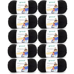 Gründl “Happy Uni”, 10x balls of 100 g knitting yarn, 100% acrylic, 40 cm x 39 cm x 9 cm, 100% Polyacrylic, black, 40 x 39 x 9 cm Gründl “Happy Uni”, 10x balls of 100 g knitting yarn, 100% acrylic, 40 cm x 39 cm x 9 cm, 100% Polyacrylic, black, 40 x 39 x 9 cm