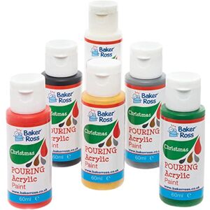 Baker Ross FE807 Christmas Pouring Acrylic Paint Pack of 6, Kids Paint Set, Christmas Art Sets for Children, Arts and Crafts Supplies to Personalise Projects Baker Ross FE807 Christmas Pouring Acrylic Paint Pack of 6, Kids Paint Set, Christmas Art Sets for Children, Arts and Crafts Supplies to Personalise Projects