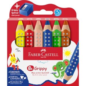 Faber Grippy 110635 Set of 6 Jumbo Colouring Pencils for Toddlers Easy-Wipe Washable Ergonomic Triangle Shape Thick Colouring Pencils 10 mm Thick Lead Sharpener Included Faber Grippy 110635 Set of 6 Jumbo Colouring Pencils for Toddlers Easy-Wipe Washable Ergonomic Triangle Shape Thick Colouring Pencils 10 mm Thick Lead Sharpener Included