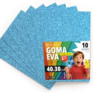 OFITURIA Glitter Eva Rubber for Creative Crafts, Glitter Foam Sheets for DIY, School Projects, Decorative Art, Scrapbooking 40 x 30 cm (Light Blue Glitter, 10 pcs) OFITURIA Glitter Eva Rubber for Creative Crafts, Glitter Foam Sheets for DIY, School Projects, Decorative Art, Scrapbooking 40 x 30 cm (Light Blue Glitter, 10 pcs)