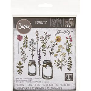 Sizzix Framelits Die Set 23PK-Flower Jar by Tim Holtz, Metal, Silver, 21 x 10.8 x 0.2 cm Sizzix Framelits Die Set 23PK-Flower Jar by Tim Holtz, Metal, Silver, 21 x 10.8 x 0.2 cm