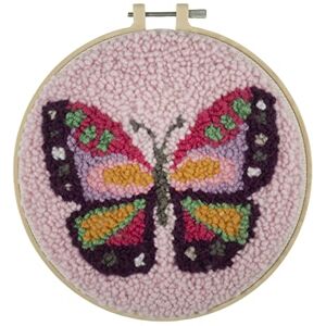 Trimits Punch Needle Hoop Kit, 20.3cm (8in), Butterfly, GCK192 Trimits Punch Needle Hoop Kit, 20.3cm (8in), Butterfly, GCK192