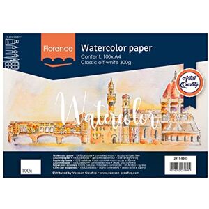 Creative Labs Florence Watercolour Paper A4, Off-White, 300 GSM, Textured Surface, Artist Grade Quality, 100 Sheets for Painting, Handlettering and Art Projects Creative Labs Florence Watercolour Paper A4, Off-White, 300 GSM, Textured Surface, Artist Grade Quality, 100 Sheets for Painting, Handlettering and Art Projects
