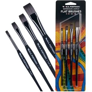 W.A. Portman Flat Paint Brush Set of 4 Flat Brush for Watercolor & Acrylic Painting Triangular Comfort Grip W.A. Portman Flat Paint Brush Set of 4 Flat Brush for Watercolor & Acrylic Painting Triangular Comfort Grip