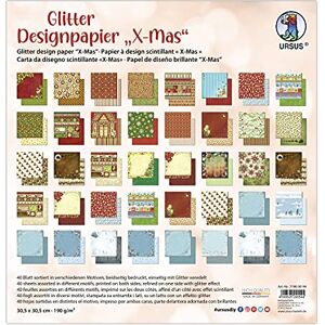 Ursus 71900099 Glitter Design Mas, Mix with 40 Sheets of Motif Paper on Both Sides, 190 g/m², 30.5 x 30.5 cm, Different Print on Front and Back Ursus 71900099 Glitter Design Mas, Mix with 40 Sheets of Motif Paper on Both Sides, 190 g/m², 30.5 x 30.5 cm, Different Print on Front and Back