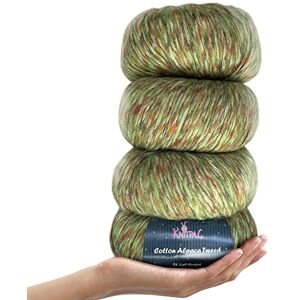 KnitPal Cotton Alpaca Tweed, #3 DK, Light Worsted Yarn Pack of 4 (536m/200g), Super Soft Fluffy Blend for Knitting and Crocheting Multicolour Hats, Shawls, Garments, Blankets (Mint Green) KnitPal Cotton Alpaca Tweed, #3 DK, Light Worsted Yarn Pack of 4 (536m/200g), Super Soft Fluffy Blend for Knitting and Crocheting Multicolour Hats, Shawls, Garments, Blankets (Mint Green)