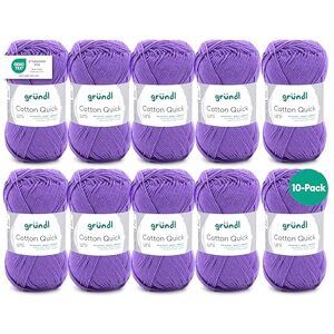 Gründl Wool Cotton Quick Plain Thin Wool for Crocheting Knitting Yarn Crochet Yarn Shiny and Skin Friendly 100% Cotton 10 Balls 50 g / 125 m Needle Size 3-4 Purple Gründl Wool Cotton Quick Plain Thin Wool for Crocheting Knitting Yarn Crochet Yarn Shiny and Skin Friendly 100% Cotton 10 Balls 50 g / 125 m Needle Size 3-4 Purple