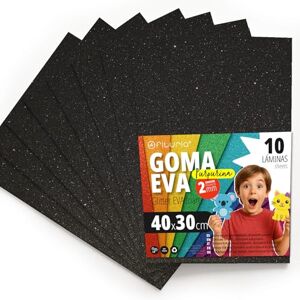 OFITURIA Eva Foam Glitter for Creative Crafts, Glitter Foam Sheets for DIY, School Projects, Decorative Art, Scrapbooking 40 x 30 cm (Black Glitter, 10 pcs) OFITURIA Eva Foam Glitter for Creative Crafts, Glitter Foam Sheets for DIY, School Projects, Decorative Art, Scrapbooking 40 x 30 cm (Black Glitter, 10 pcs)