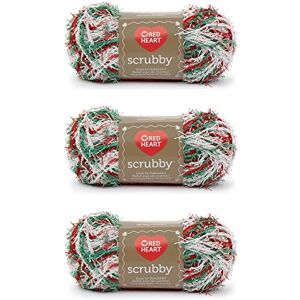 Red Heart Scrubby Jolly Yarn 3 Pack of 85g/3oz Polyester 4 Medium (Worsted) 78 Yards Knitting/Crochet Red Heart Scrubby Jolly Yarn 3 Pack of 85g/3oz Polyester 4 Medium (Worsted) 78 Yards Knitting/Crochet