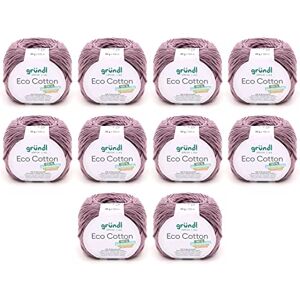 Gründl Eco Cotton Wool Wool for Crochet Wool for Knitting Crochet Yarn Soft and Skin Friendly 100% Organic Cotton 10 Balls 50 g / 105 m Needle Size 3.5-4.5 Mauve Gründl Eco Cotton Wool Wool for Crochet Wool for Knitting Crochet Yarn Soft and Skin Friendly 100% Organic Cotton 10 Balls 50 g / 105 m Needle Size 3.5-4.5 Mauve