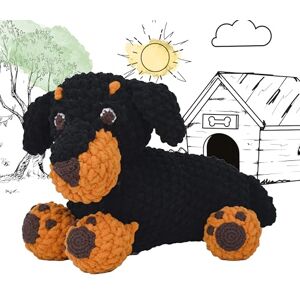 KNITTY CRITTERS – Main Collection – Diggy Daschund Beginner-Friendly Crochet Craft Kit with Recycled Yarn KNITTY CRITTERS – Main Collection – Diggy Daschund Beginner-Friendly Crochet Craft Kit with Recycled Yarn