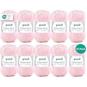 Gründl Cotton Quick Uni knitting/crochet yarn, 10 balls à 50 g (colourful yarn made of 100% cotton, OEKO-TEX certified, 50 g / 125 m, needle size: 3-4, 10 x 50 g), light pink Gründl Cotton Quick Uni knitting/crochet yarn, 10 balls à 50 g (colourful yarn made of 100% cotton, OEKO-TEX certified, 50 g / 125 m, needle size: 3-4, 10 x 50 g), light pink
