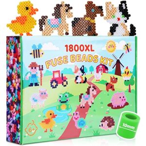 VynyQoo 10mm Fuse Beads Kit, 1800 XL Iron Beads in 13 Colors with Pegboards, 15 Patterns, 15 Ironing Papers, 10 Straps, 5 Bead Chains, 5 Keyrings, 8 Fridge Magnets, Ideal for DIY Crafts & Gifts VynyQoo 10mm Fuse Beads Kit, 1800 XL Iron Beads in 13 Colors with Pegboards, 15 Patterns, 15 Ironing Papers, 10 Straps, 5 Bead Chains, 5 Keyrings, 8 Fridge Magnets, Ideal for DIY Crafts & Gifts