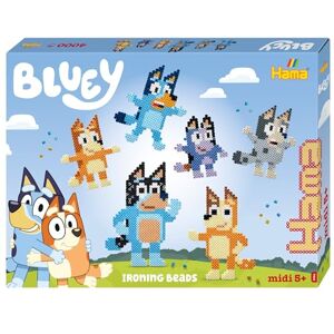 Hama Bluey Gift Box Iron on Fuse Bead Set, 4000 Beads with 2 Square Pegboards, Design Sheet and Instructions, Ages 5+, Arts and Crafts for Children Hama Bluey Gift Box Iron on Fuse Bead Set, 4000 Beads with 2 Square Pegboards, Design Sheet and Instructions, Ages 5+, Arts and Crafts for Children