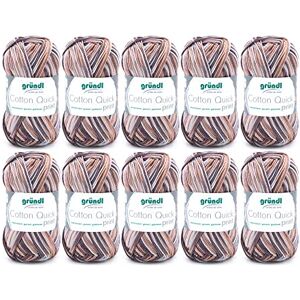 Gründl Wool Cotton Quick Print Thin Wool for Crochet with Colour Gradient Knitting Yarn Shiny and Skin Friendly 100% Cotton 10 Balls 50 g / 125 m Needle Size 3-4 Brown Gründl Wool Cotton Quick Print Thin Wool for Crochet with Colour Gradient Knitting Yarn Shiny and Skin Friendly 100% Cotton 10 Balls 50 g / 125 m Needle Size 3-4 Brown