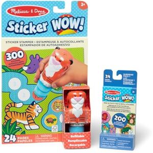 Melissa & Doug Sticker WOW Tiger Bundle: 24-Page Activity Pad, Sticker Stamper, 500 Stickers, Arts and Crafts Fidget Toy Collectible Character Melissa & Doug Sticker WOW Tiger Bundle: 24-Page Activity Pad, Sticker Stamper, 500 Stickers, Arts and Crafts Fidget Toy Collectible Character
