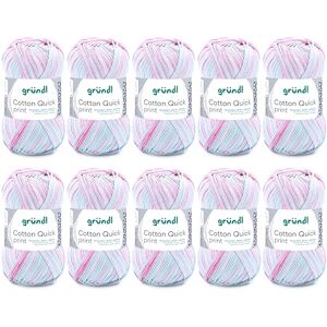 Gründl Cotton Quick Print Knitting/Crochet Yarn (Colourful Yarn Made of 100% Cotton, Oeko-TEX Certified, 50 g / 125 m, Needle Size: 3-4, 1 x 50 g), Rose-Mint-White-Mix Colour Gründl Cotton Quick Print Knitting/Crochet Yarn (Colourful Yarn Made of 100% Cotton, Oeko-TEX Certified, 50 g / 125 m, Needle Size: 3-4, 1 x 50 g), Rose-Mint-White-Mix Colour