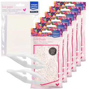 Creative Labs Fuse Beads Kit 6600 White Pieces – Maxi Pack with Ironing Paper and Tweezers for Arts and Crafts, DIY Creations, Jewellery, Keychains, and Decorations, Divers Creative Labs Fuse Beads Kit 6600 White Pieces – Maxi Pack with Ironing Paper and Tweezers for Arts and Crafts, DIY Creations, Jewellery, Keychains, and Decorations, Divers