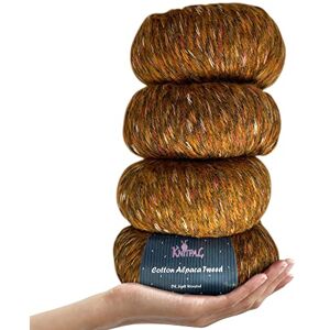 KnitPal Cotton Alpaca Tweed, #3 DK, Light Worsted Yarn Pack of 4 (536m/200g), Super Soft Fluffy Multicolour Blend for Knitting and Crocheting Hats, Shawls, Garments, Blankets (Caramel Brown) KnitPal Cotton Alpaca Tweed, #3 DK, Light Worsted Yarn Pack of 4 (536m/200g), Super Soft Fluffy Multicolour Blend for Knitting and Crocheting Hats, Shawls, Garments, Blankets (Caramel Brown)