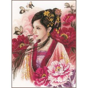 Lanarte Counted Cross Stitch Kit: Asian Lady in Pink (Evenweave), Cotton, NA, 30 x 41cm Lanarte Counted Cross Stitch Kit: Asian Lady in Pink (Evenweave), Cotton, NA, 30 x 41cm