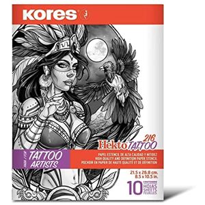 Kores Tattoo Paper Hekto 216 Transfer Paper, Stencil with Purple Ink for Tattoo Kit- Non-Toxic Tattoo Stencil Paper 21,5 x 36,8 cm Box of 10 Kores Tattoo Paper Hekto 216 Transfer Paper, Stencil with Purple Ink for Tattoo Kit- Non-Toxic Tattoo Stencil Paper 21,5 x 36,8 cm Box of 10