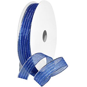 Morex Harmony Ribbon, Metallic, 5/8 inch by 50 Yards, Blue/Silver, Item 1401.03/50-714, 5/8" x 50 yd Morex Harmony Ribbon, Metallic, 5/8 inch by 50 Yards, Blue/Silver, Item 1401.03/50-714, 5/8" x 50 yd