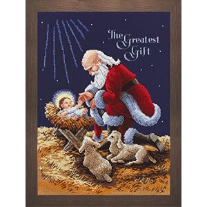 Janlynn Kneeling Santa Counted Cross Stitch Kit, Cotton, Multi-Colour, by The Yard Janlynn Kneeling Santa Counted Cross Stitch Kit, Cotton, Multi-Colour, by The Yard