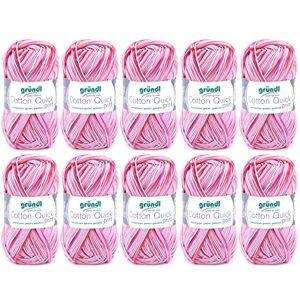 Gründl Wool Cotton Quick Print Thin Wool for Crochet with Colour Gradient Knitting Yarn Shiny and Skin Friendly 100% Cotton 10 Balls 50 g / 125 m Needle Size 3-4 Pink-Fuchsia Gründl Wool Cotton Quick Print Thin Wool for Crochet with Colour Gradient Knitting Yarn Shiny and Skin Friendly 100% Cotton 10 Balls 50 g / 125 m Needle Size 3-4 Pink-Fuchsia