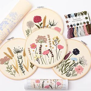 REEWISLY Embroidery Kit for Beginners 4 Sets, Hand DIY Cross Stitch Kits,4 pcs Bamboo Embroidery Hoop,4 pcs Plants Flowers Embroidery Patterns and Threads,Easy for The Embroidery Beginners to Learn… REEWISLY Embroidery Kit for Beginners 4 Sets, Hand DIY Cross Stitch Kits,4 pcs Bamboo Embroidery Hoop,4 pcs Plants Flowers Embroidery Patterns and Threads,Easy for The Embroidery Beginners to Learn…