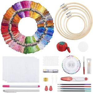 Noa Home Deco Embroidery Kit, 100 Colours, 5 Bamboo Hoops, 3 Fabric Pieces, Adults Beginners Noa Home Deco Embroidery Kit, 100 Colours, 5 Bamboo Hoops, 3 Fabric Pieces, Adults Beginners