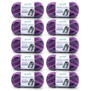 Gründl Wool Perla Colour (Wool-Like Hand Knitting Yarn Made from 100% Polyester, 100 g / 90 m, Needle Size: 8-9, 10 x 100 g), Purple, Pearl-Grey-Lilac-Pine Gründl Wool Perla Colour (Wool-Like Hand Knitting Yarn Made from 100% Polyester, 100 g / 90 m, Needle Size: 8-9, 10 x 100 g), Purple, Pearl-Grey-Lilac-Pine